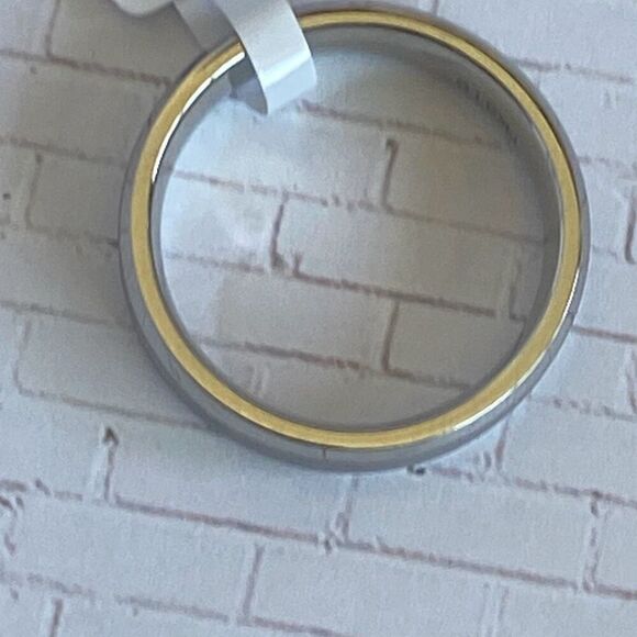 Men's Stainless Steel Matte Metal Stripe Ring Band size 10 - Picture 2 of 5